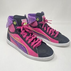 PUMA Girl's First Round Secret Poke Black Mag Purple Streetwear Sneakers Size 5